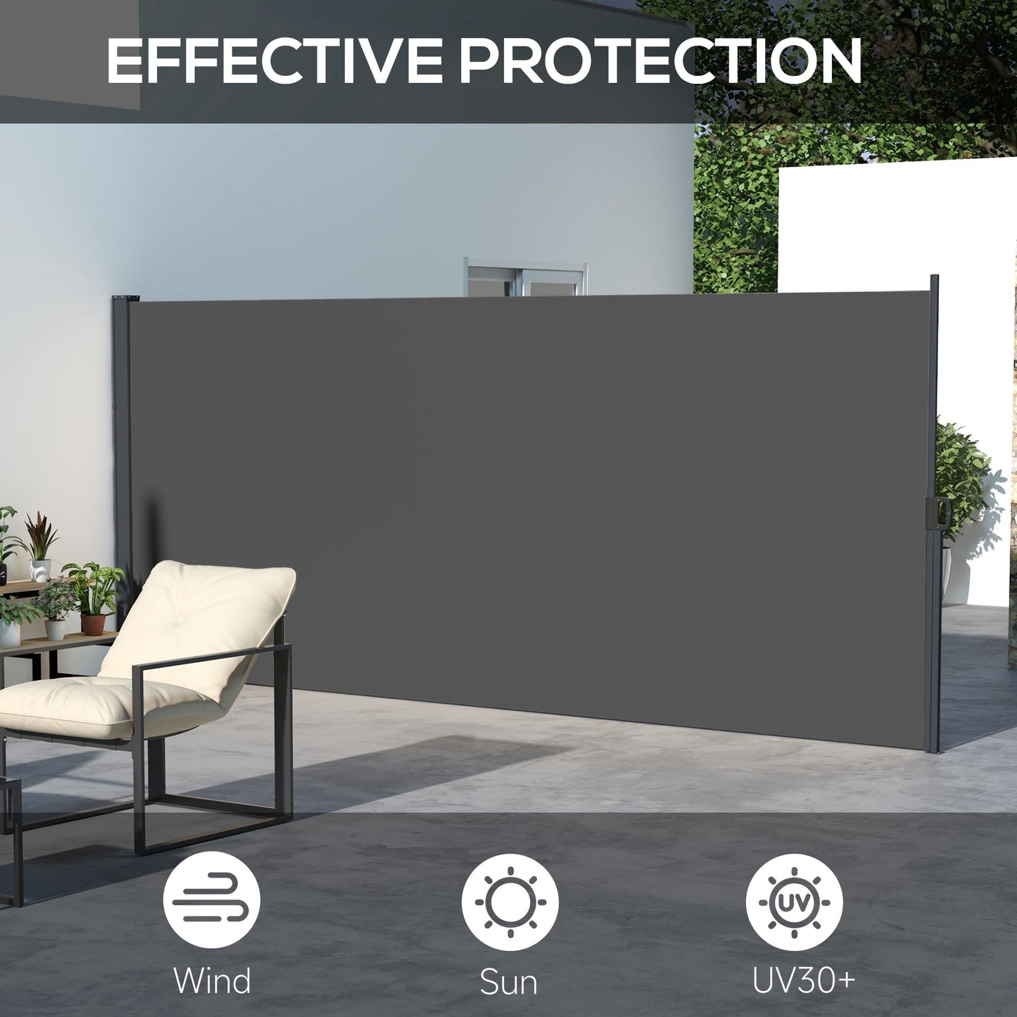 Auvent rétractable latéral 4m x 1,8m pour terrasse