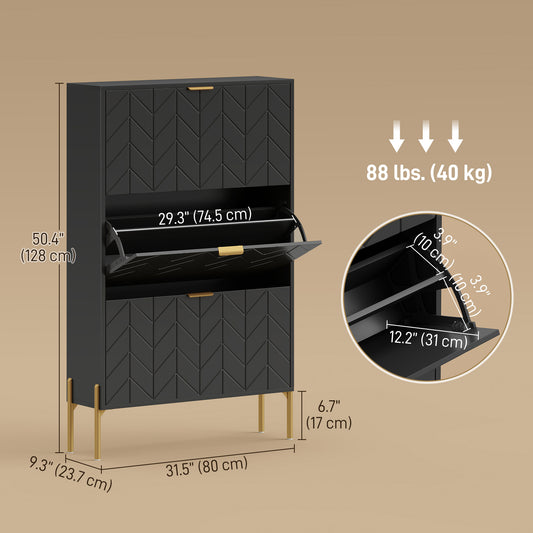Armoire à chaussures 3 tiroirs rabattables 18–24 paires