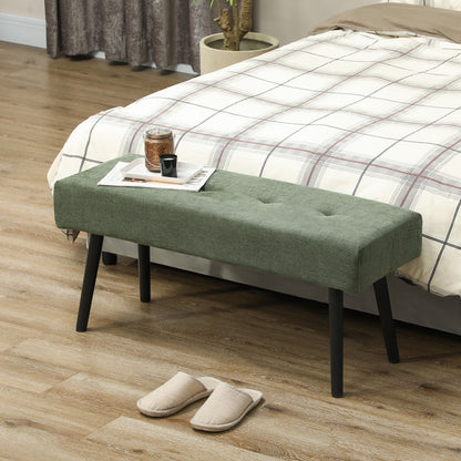 Banc capitonné en velours côtelé pieds en acier
