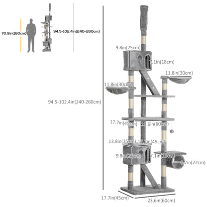 Arbre à chat multi-niveaux ajustable 240-260 cm