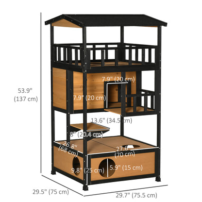 Maison pour chats extérieure 4 étages en bois de sapin