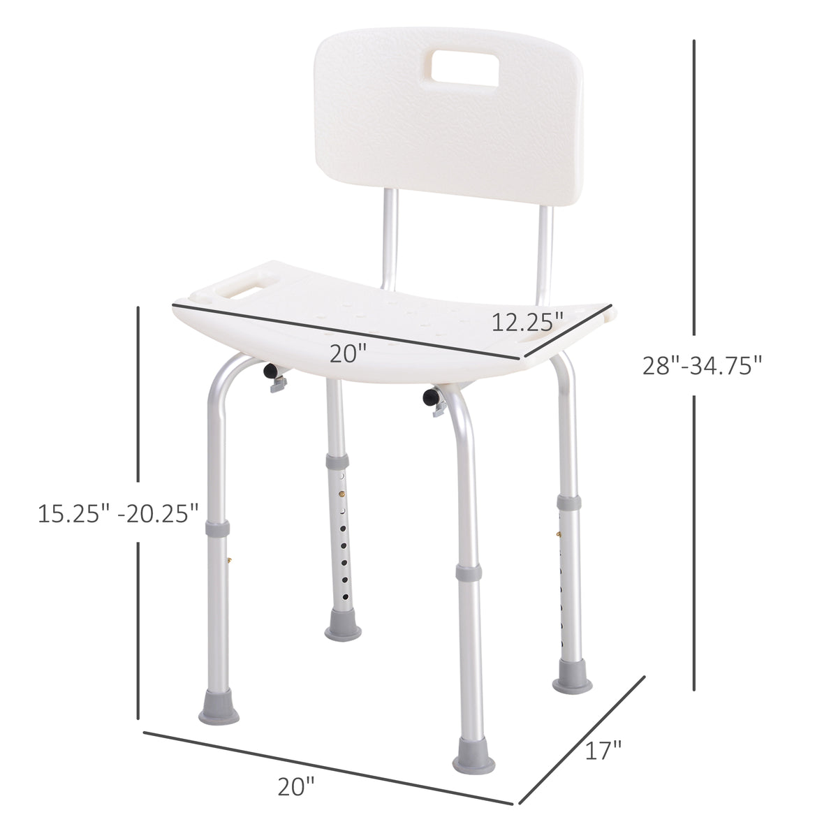 Chaise de douche réglable avec dossier