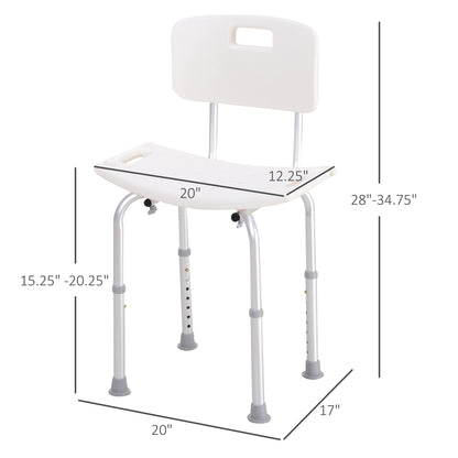 Chaise de douche réglable avec dossier