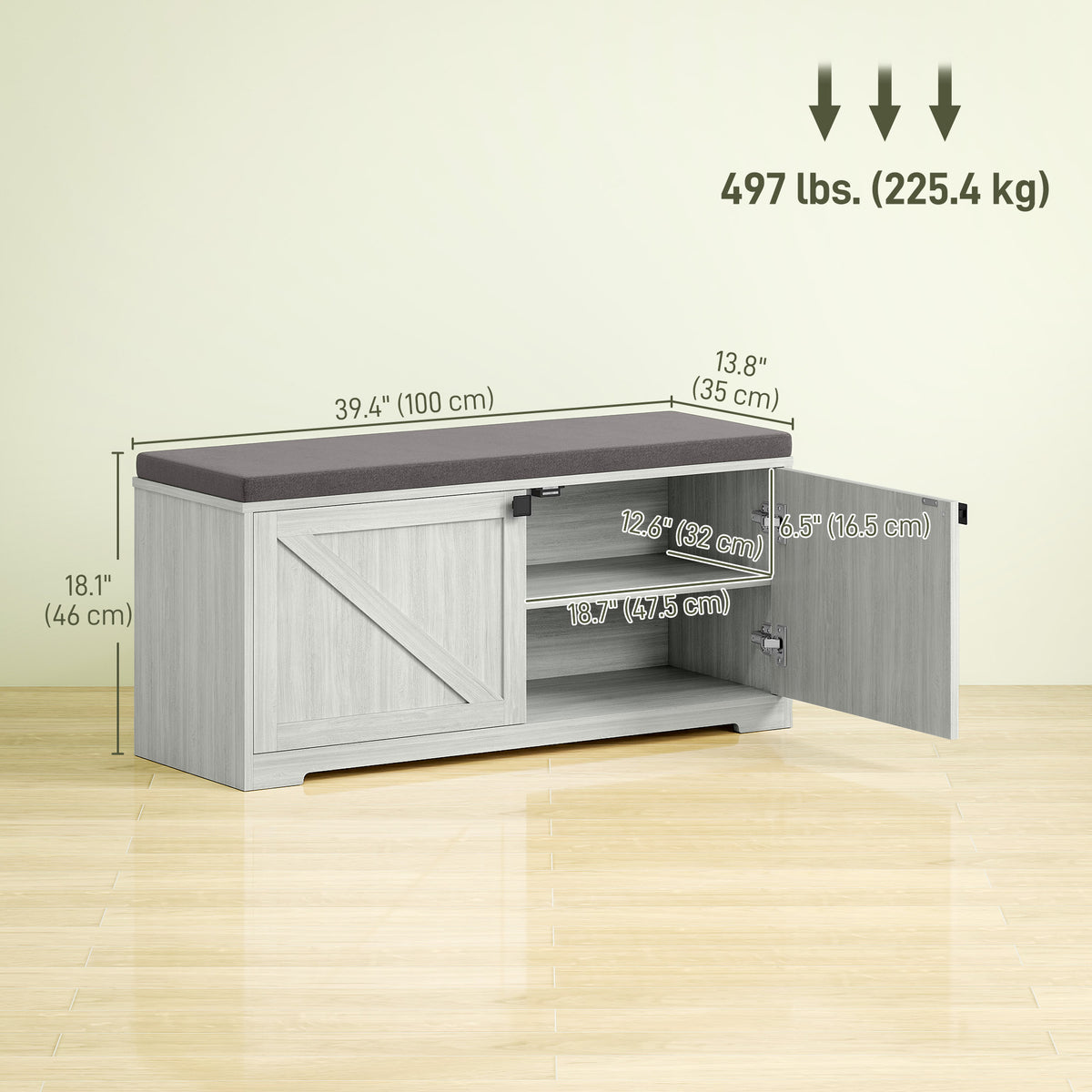 Banc de rangement à chaussures capitonné
