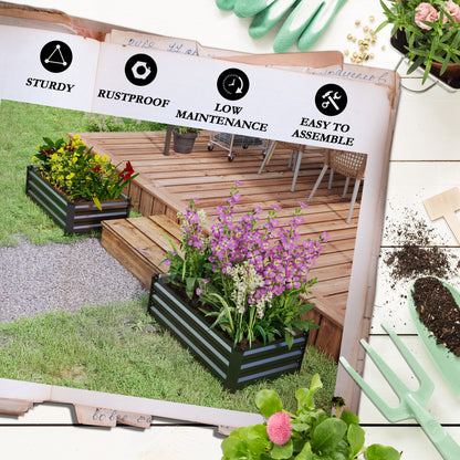 Bacs surélevés galvanisés ensemble de 2 pour jardin