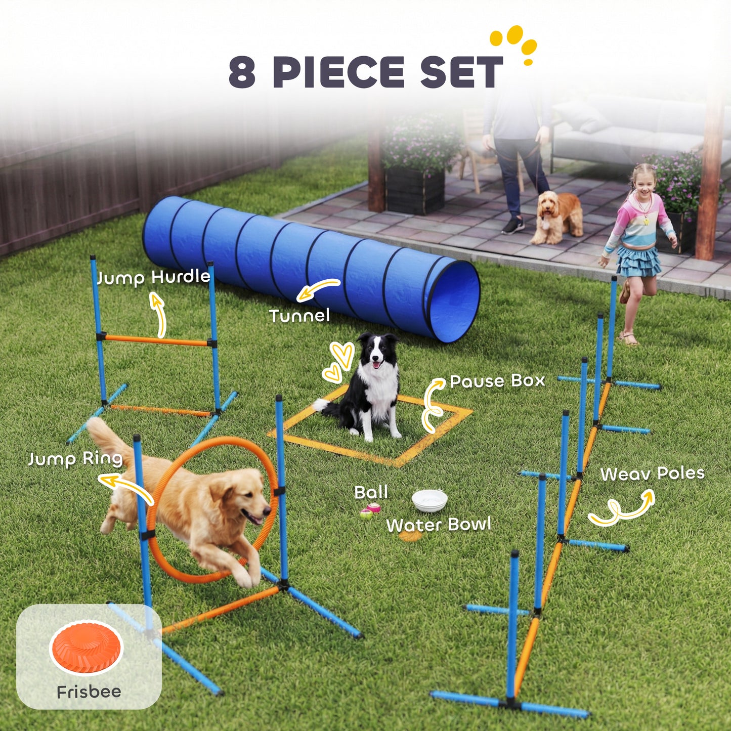 Ensemble d'agilité canine 8-en-1 ajustable