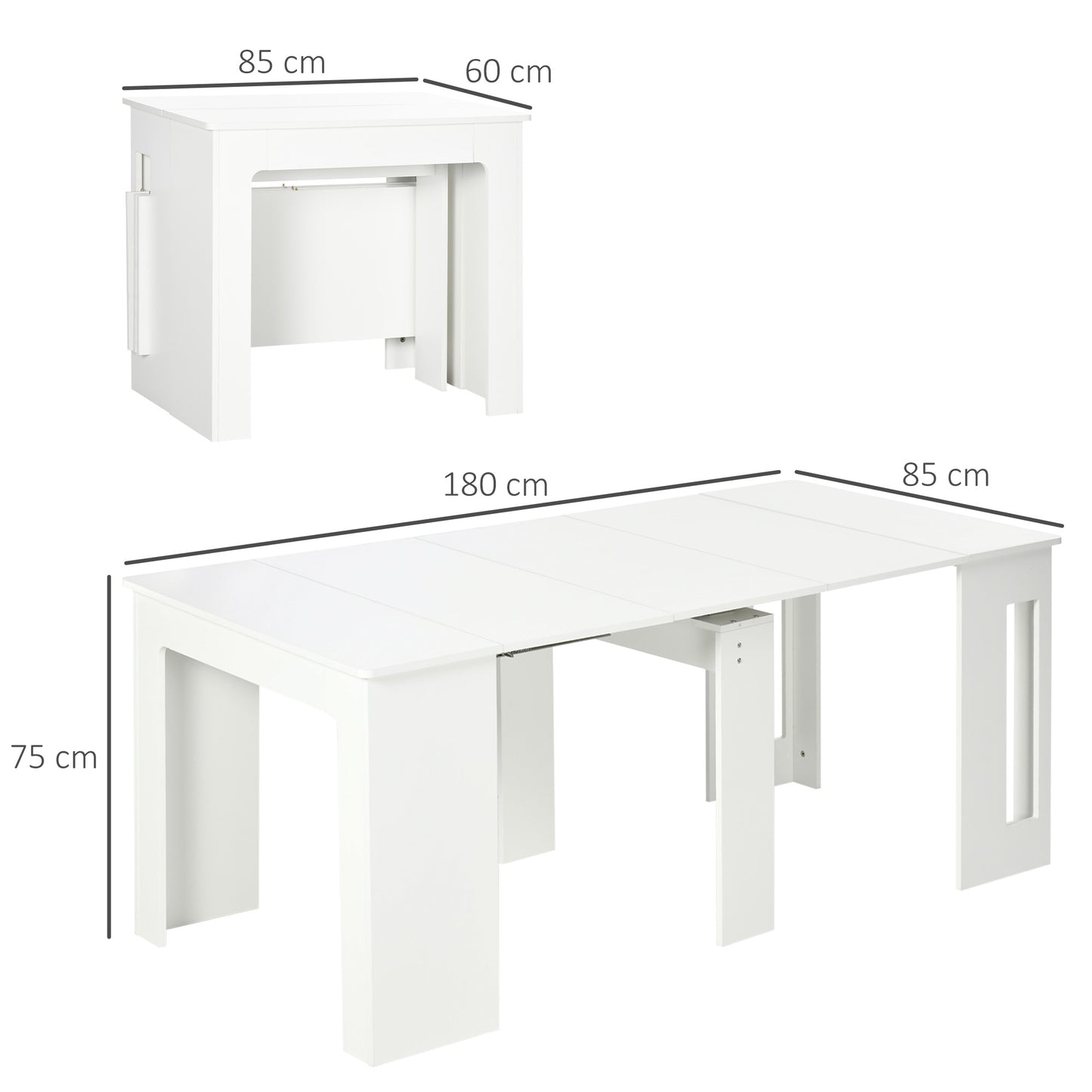 Table à manger extensible 60-180 cm pour 6-8 personnes