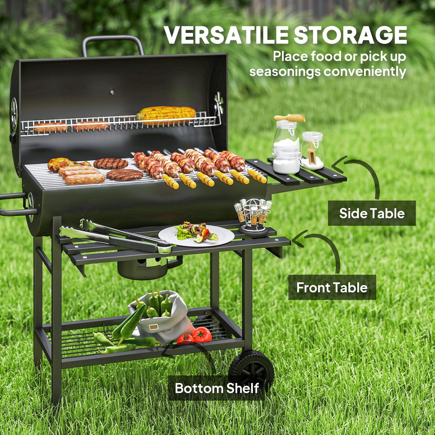Barbecue au charbon 74 cm avec table pliante