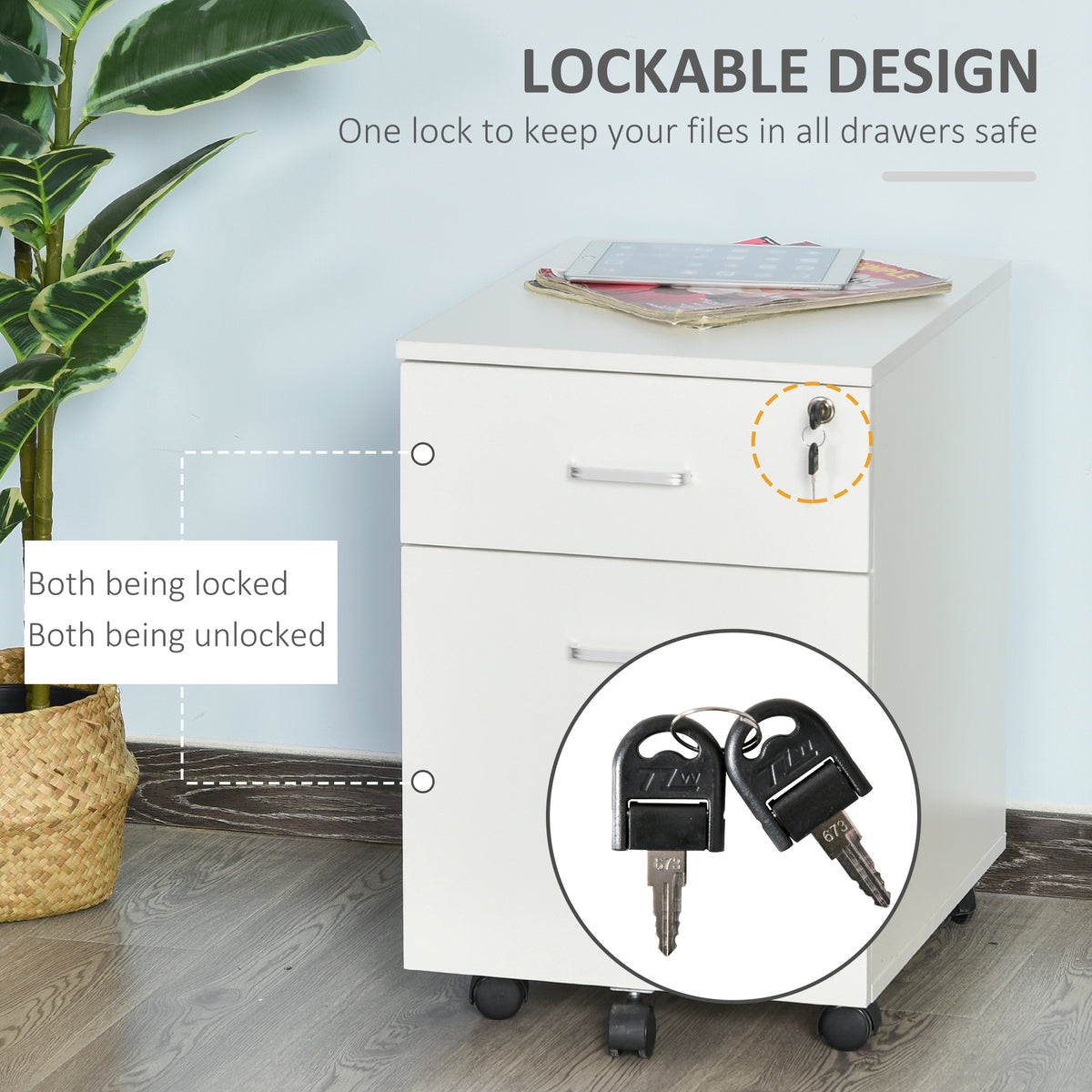 Caisson de bureau mobile verrouillable