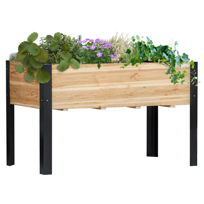 Bac jardin surélevé structure métal bois 119x61x74cm