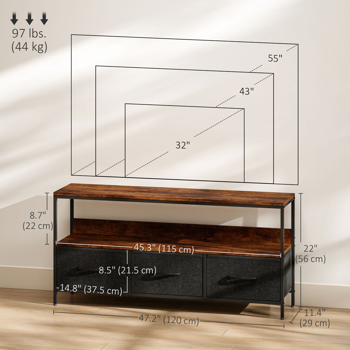 Meuble TV avec station de recharge