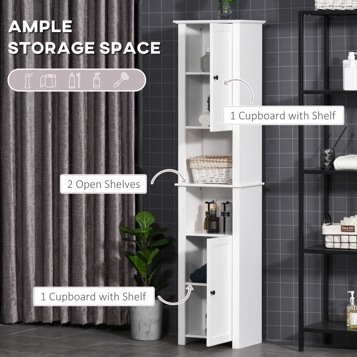 Armoire de salle de bain autoportante haute