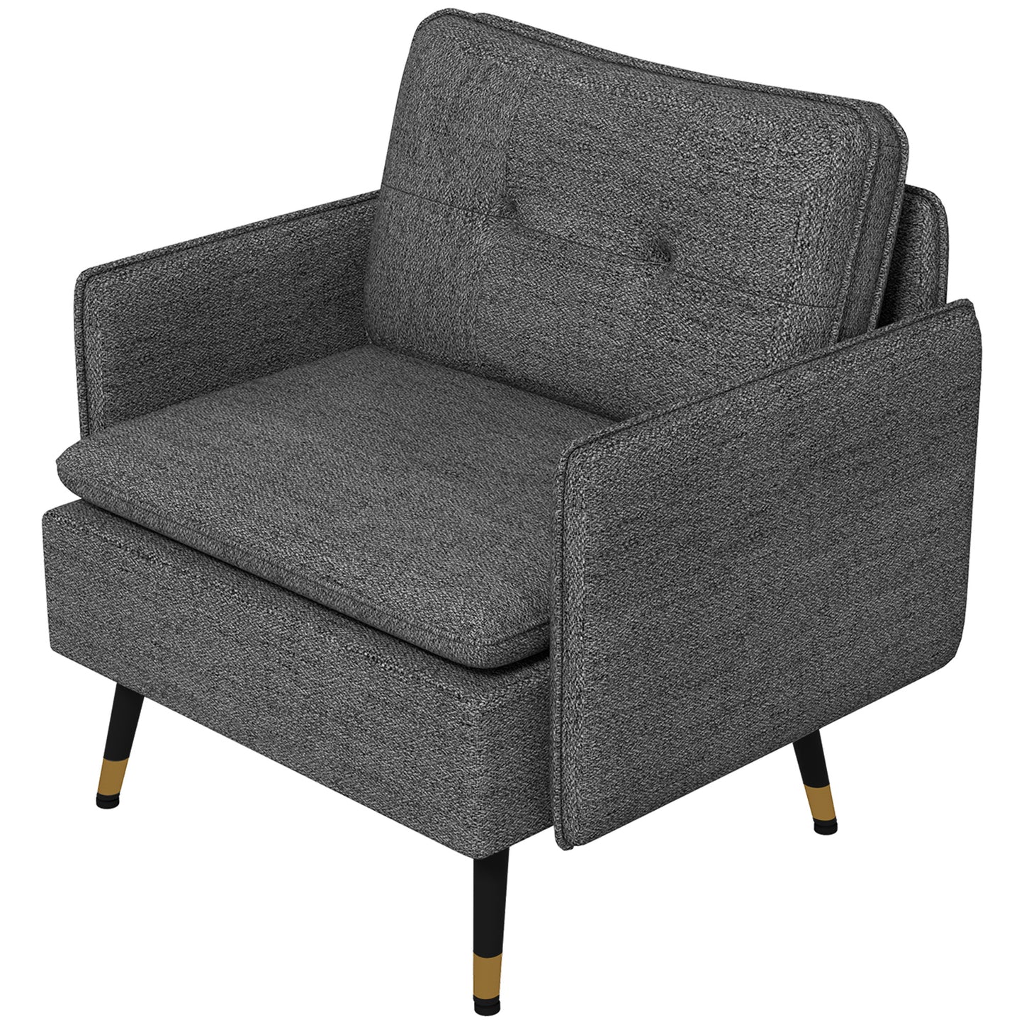 Fauteuil d'accent rembourré dossier capitonné pieds acier