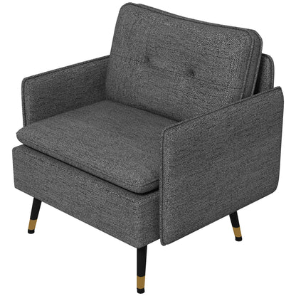 Fauteuil d'accent rembourré dossier capitonné pieds acier