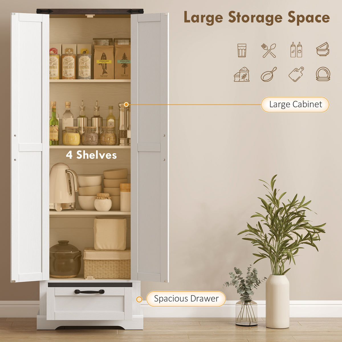 Armoire de cuisine garde-manger en bois d'ingénierie 60 x 30 x 180 cm