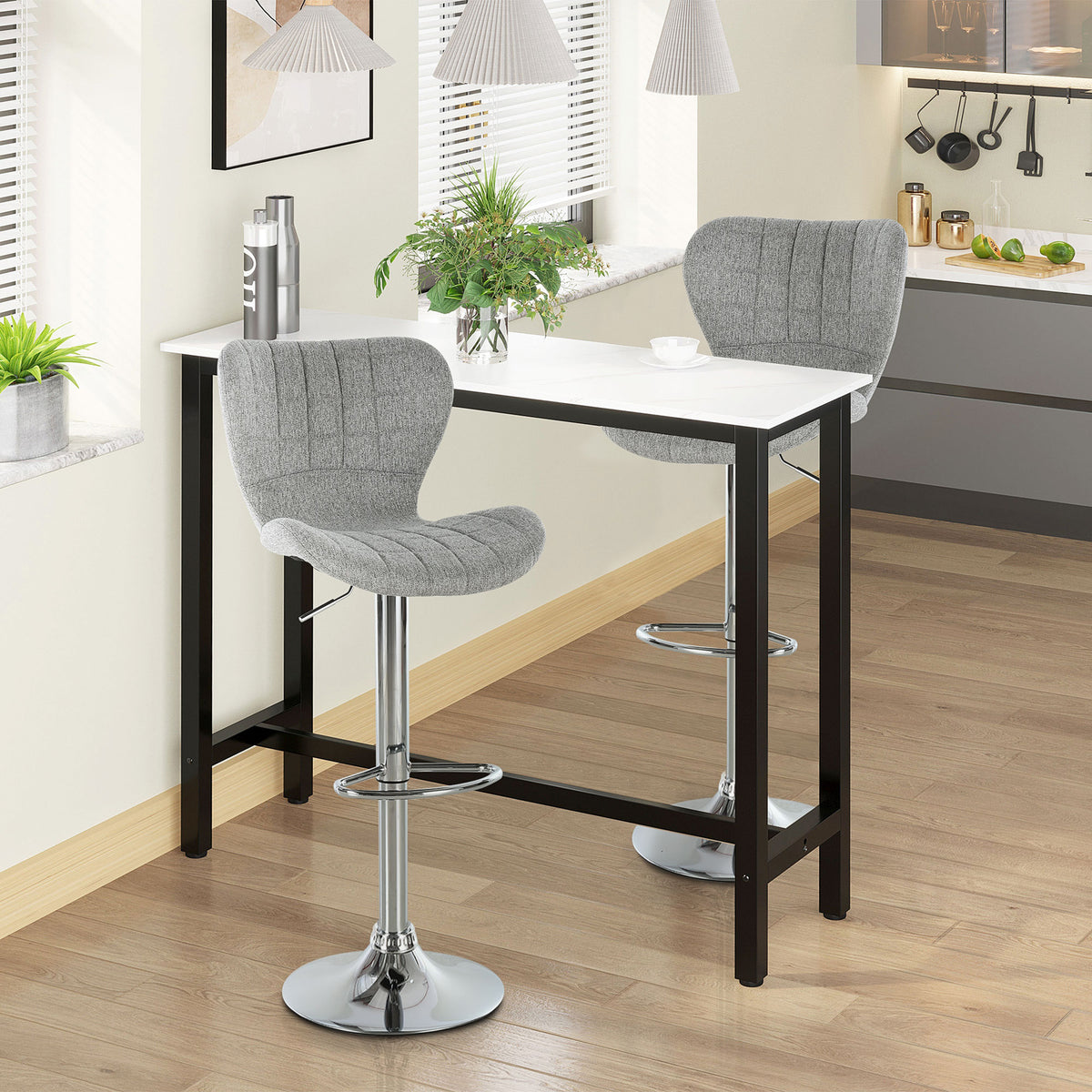 Ensemble 2 tabourets comptoir pivotants réglables