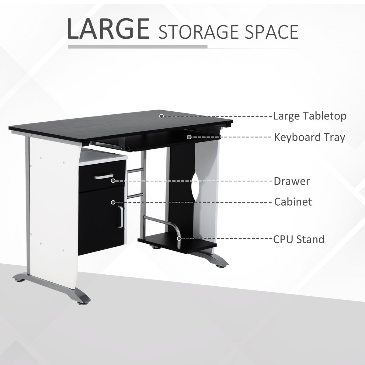 Bureau d'ordinateur moderne avec rangement