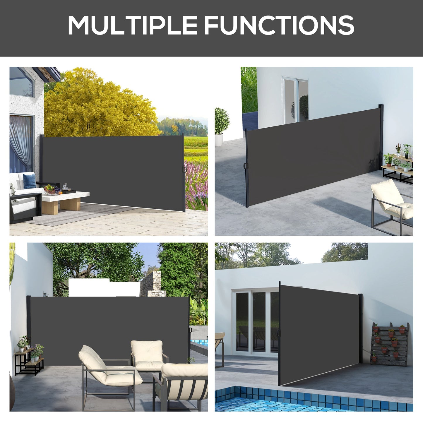 Auvent rétractable latéral 4m x 1,8m pour terrasse