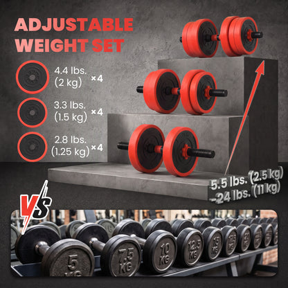Ensemble d'haltères ajustables 4 en 1 de 20 kg