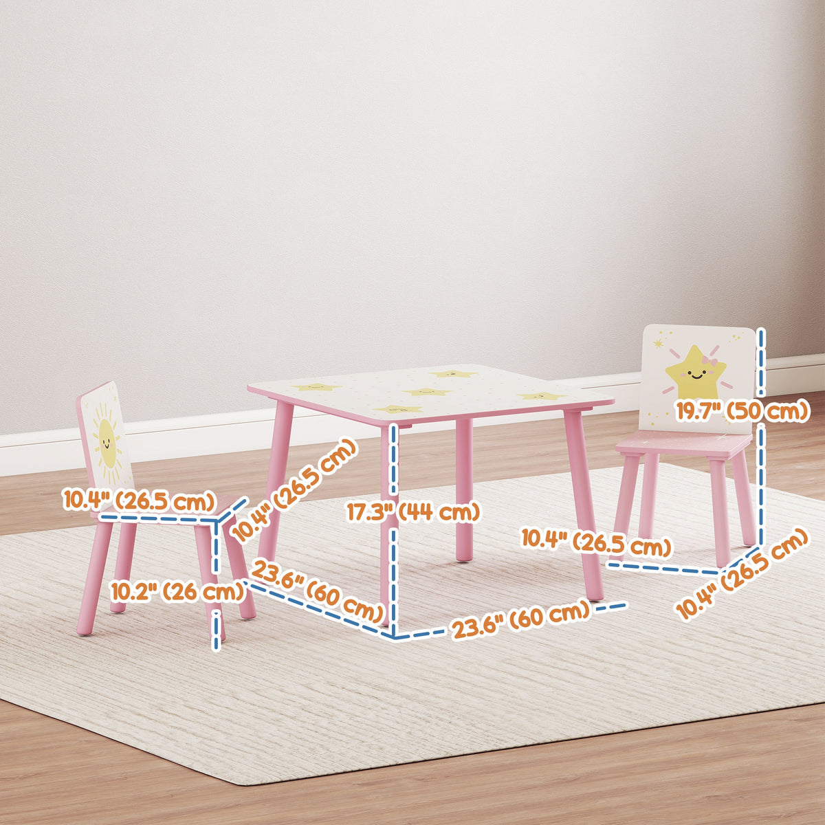 Ensemble table et chaises pour enfants — Lot de 3