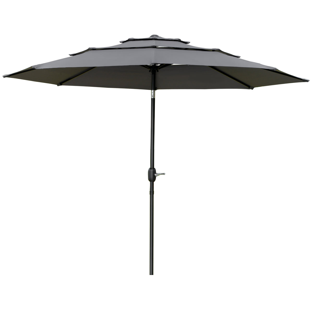 Parasol de patio 3 niveaux à manivelle 274 cm