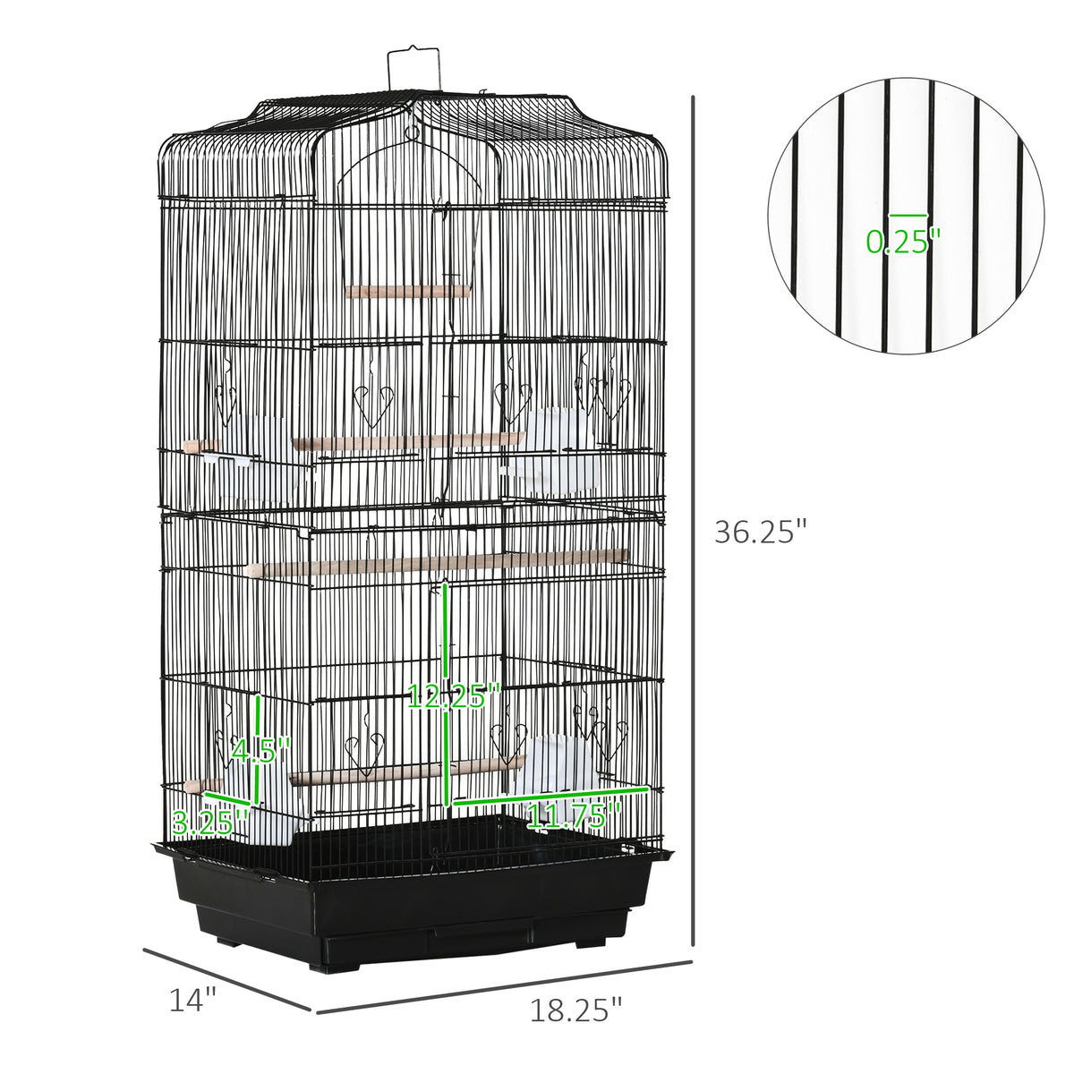 Cage à oiseaux vol libre 2 portes avec perchoirs