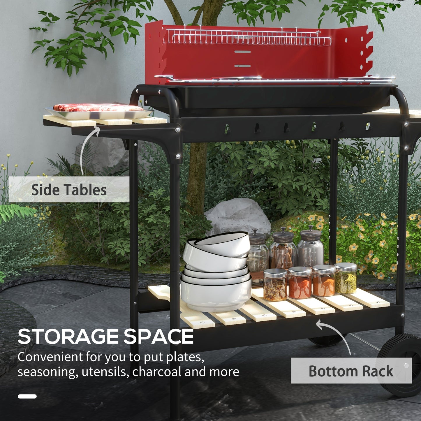 Barbecue au charbon portable avec hauteur ajustable
