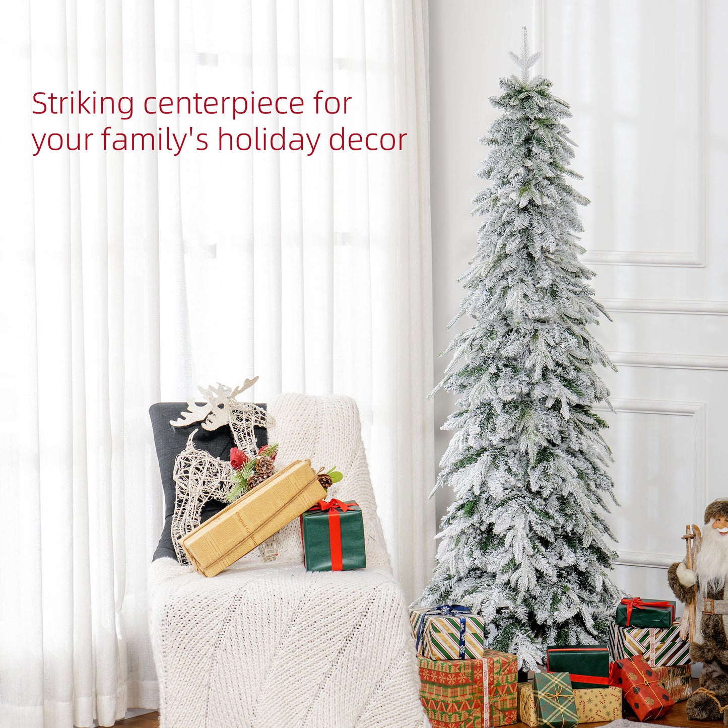 Sapin de Noël artificiel effilé enneigé 1,8 m