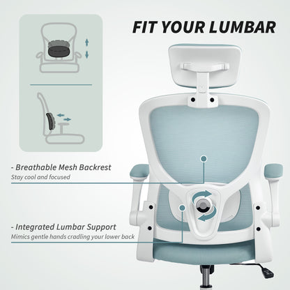 Chaise de bureau ergonomique mesh avec appui-tête ajustable