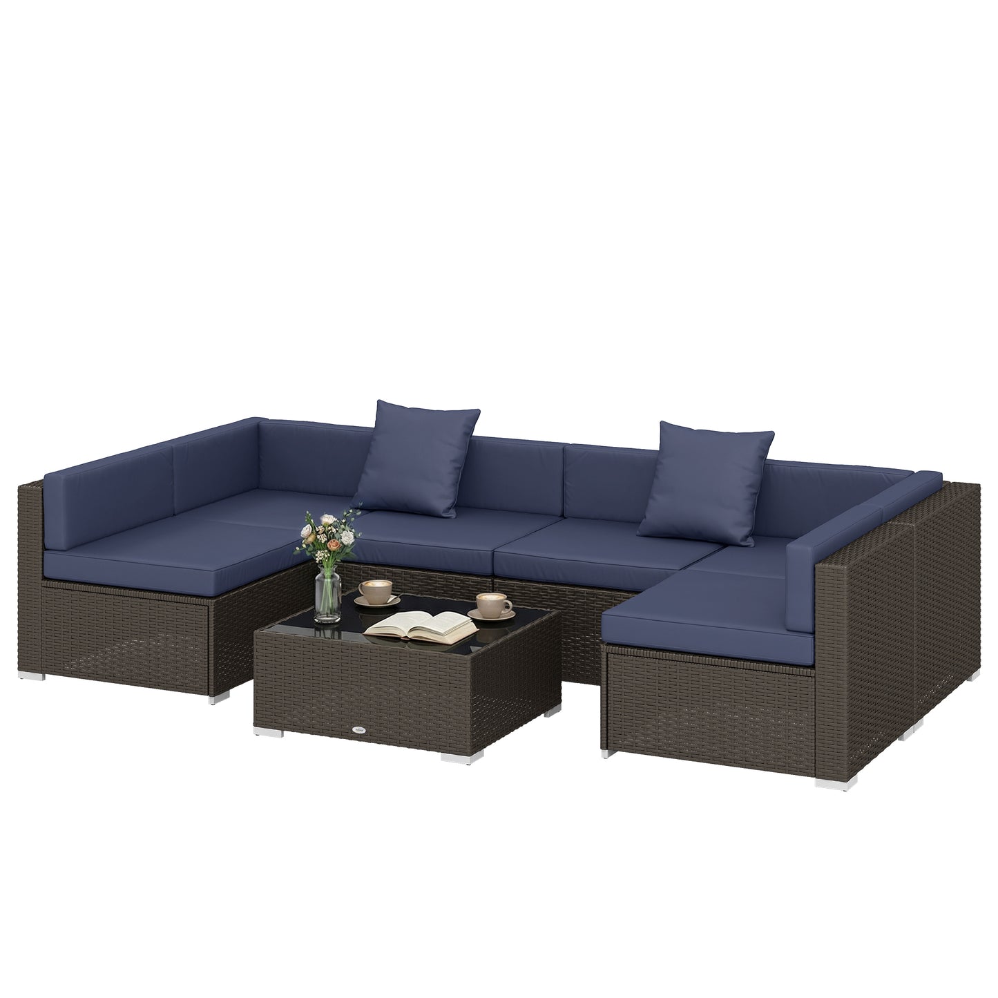 Ensemble de meubles de patio 7 pièces rotin modulaire
