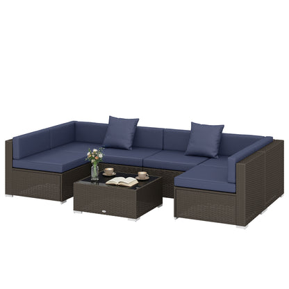 Ensemble de meubles de patio 7 pièces rotin modulaire