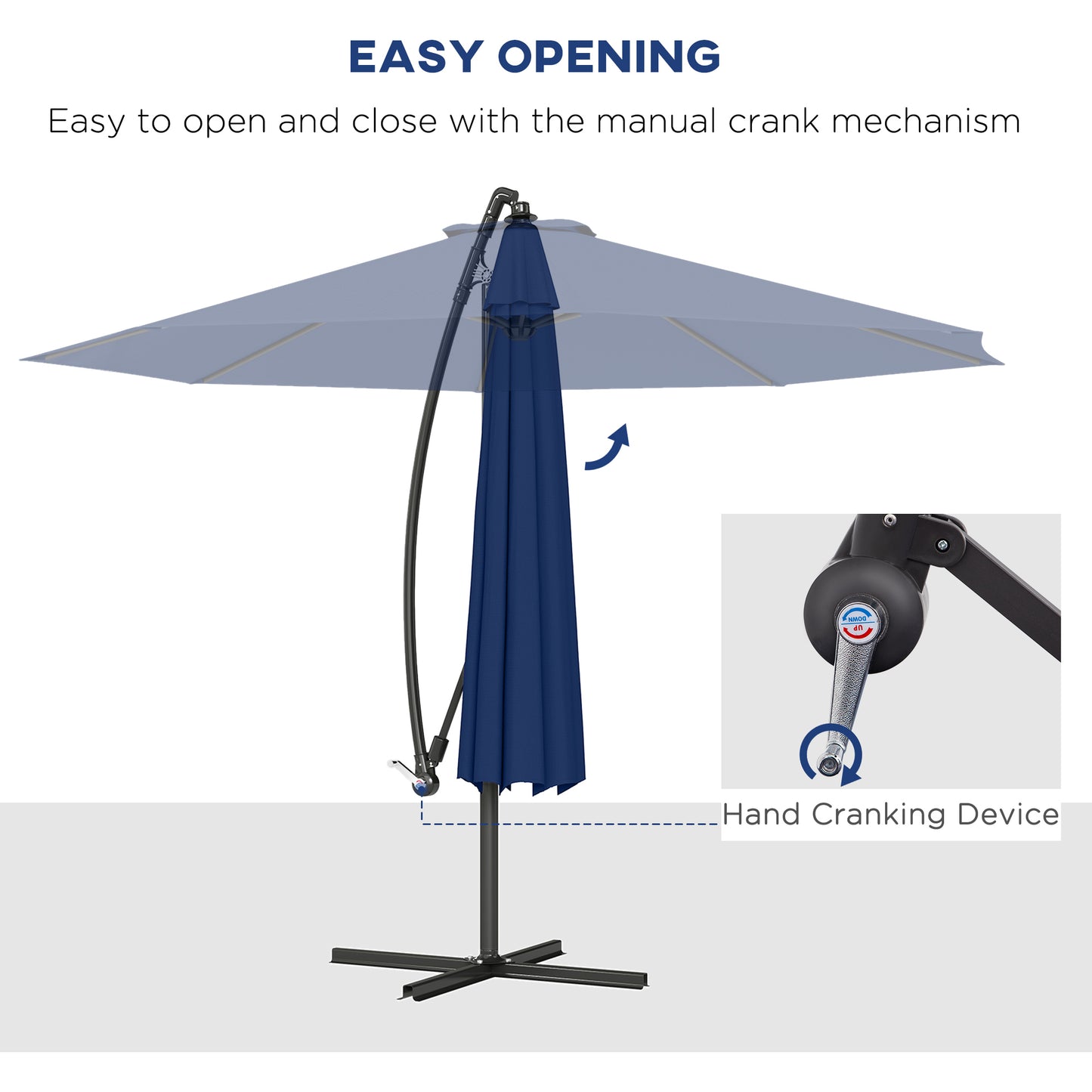 Parasol déporté patio 10 pieds cantilever avec base croisée