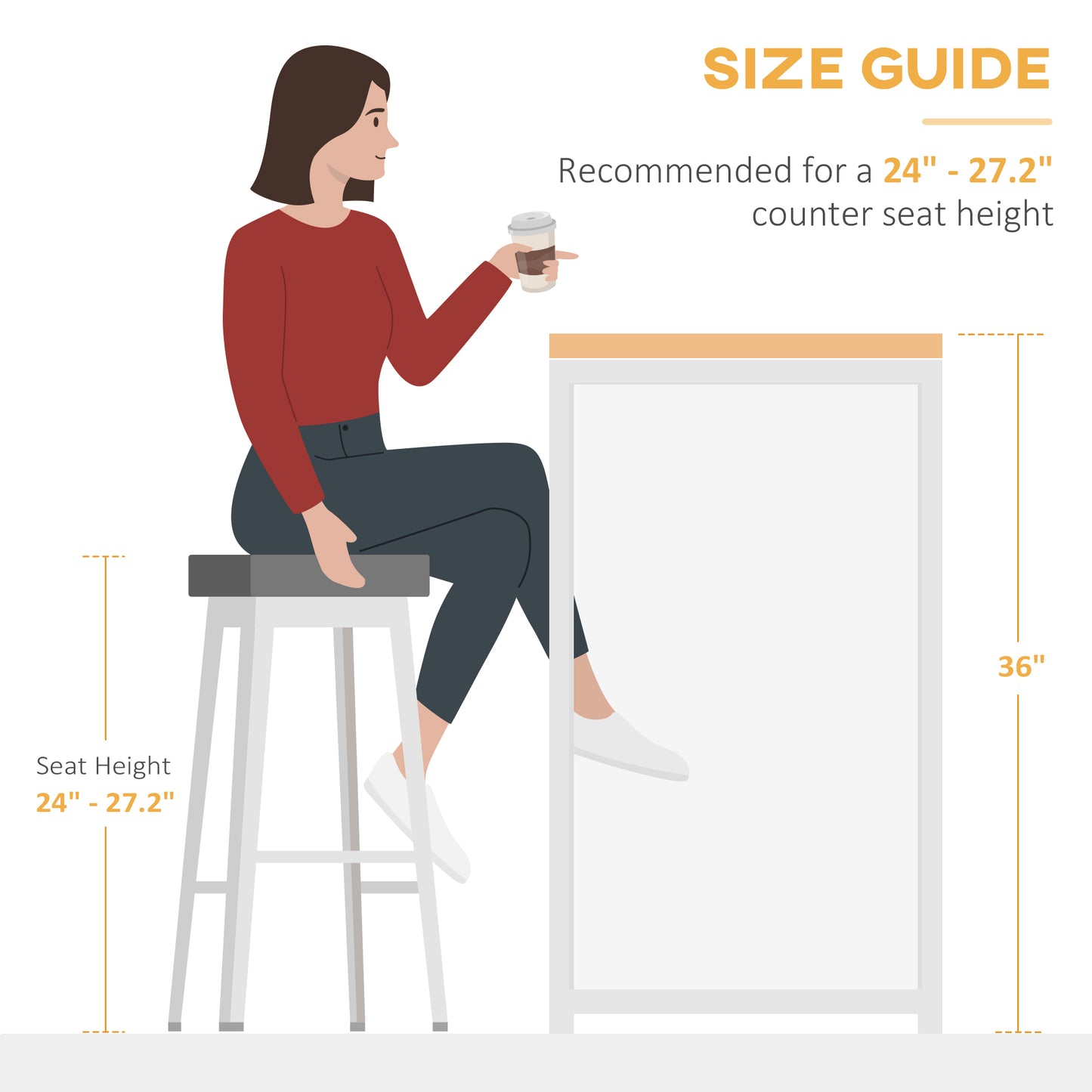Table de bar extensible avec tablettes de rangement réglables