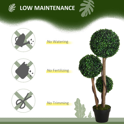 Arbre topiaire artificiel triple boule en pot