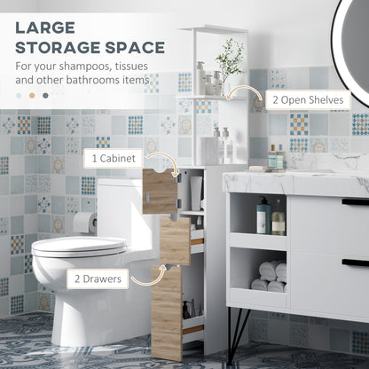 Meuble de rangement étroit pour salle de bains en bois