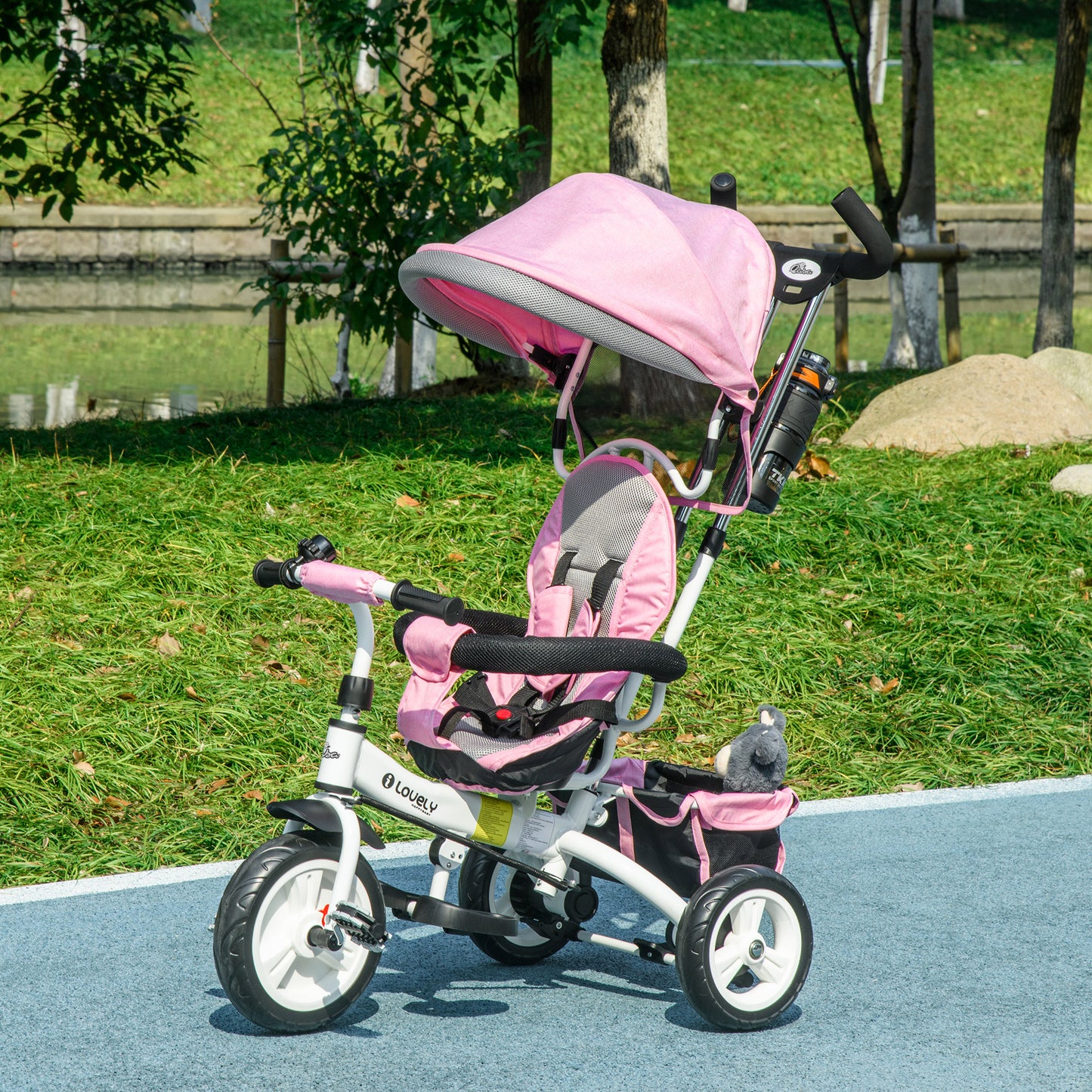 Tricycle 6-en-1 pour tout-petits avec panier et harnais
