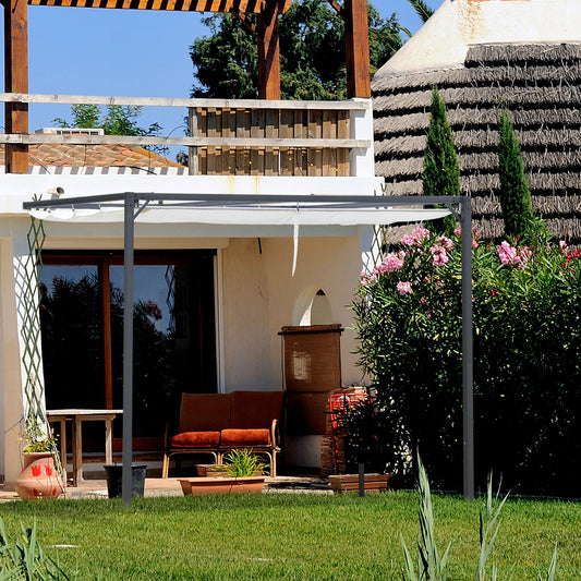 Pergola extérieure rétractable 3x3m cadre métal