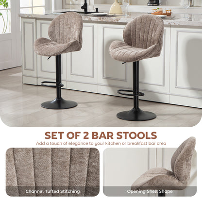 Tabourets de bar pivotants ensemble de 2 chenille réglables