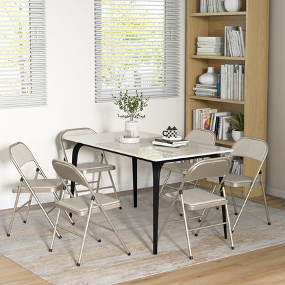 Chaises pliantes rembourrées en métal — ensemble de 6