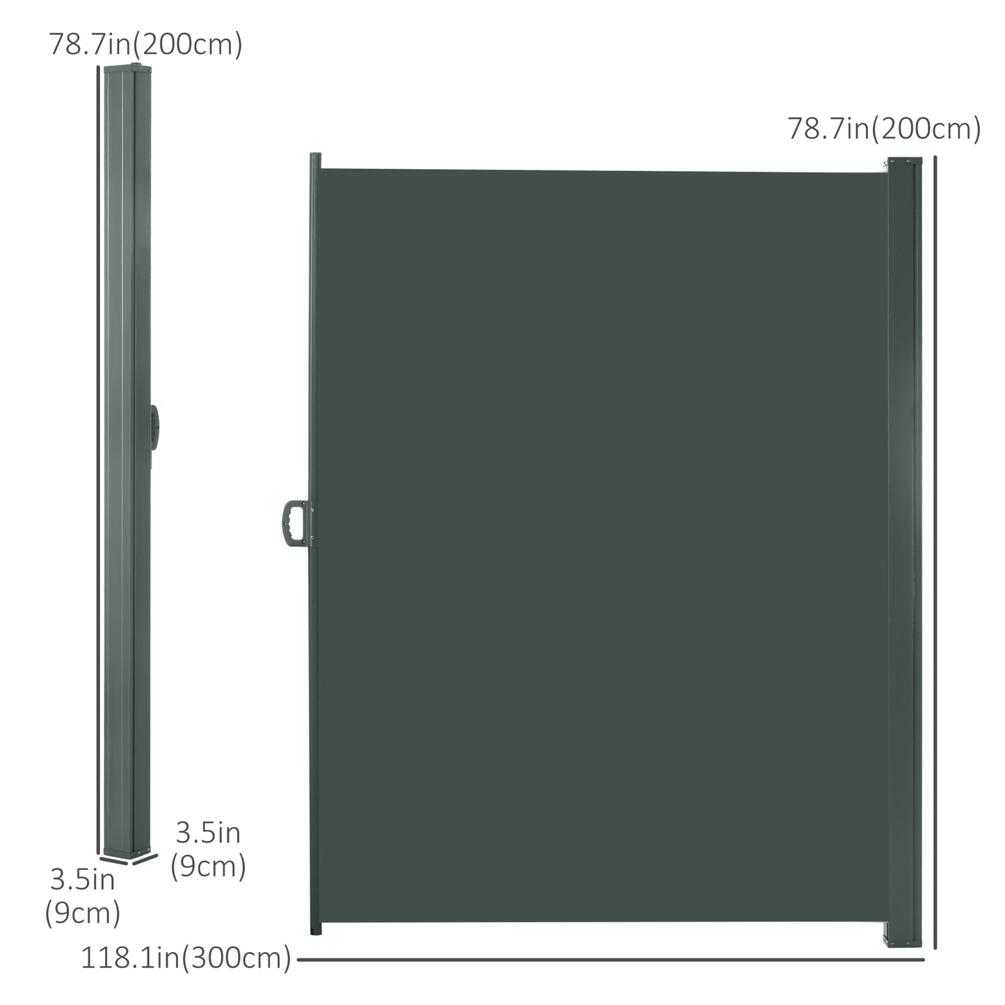 Auvent latéral rétractable 300 x 200 cm extérieur polyester