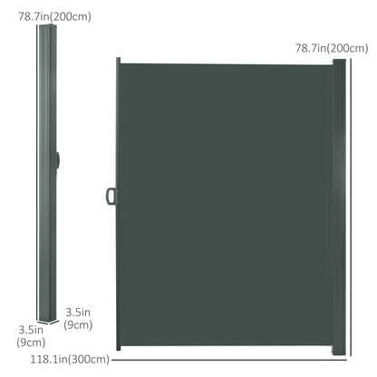 Auvent latéral rétractable 300 x 200 cm extérieur polyester