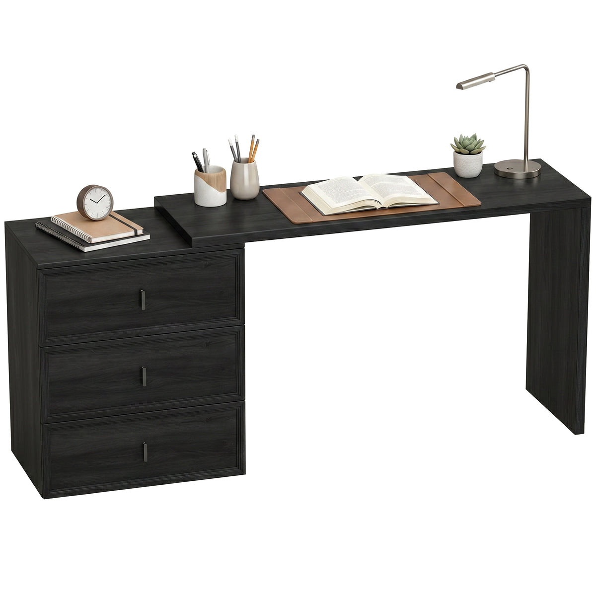 Bureau d'ordinateur en L avec trois tiroirs