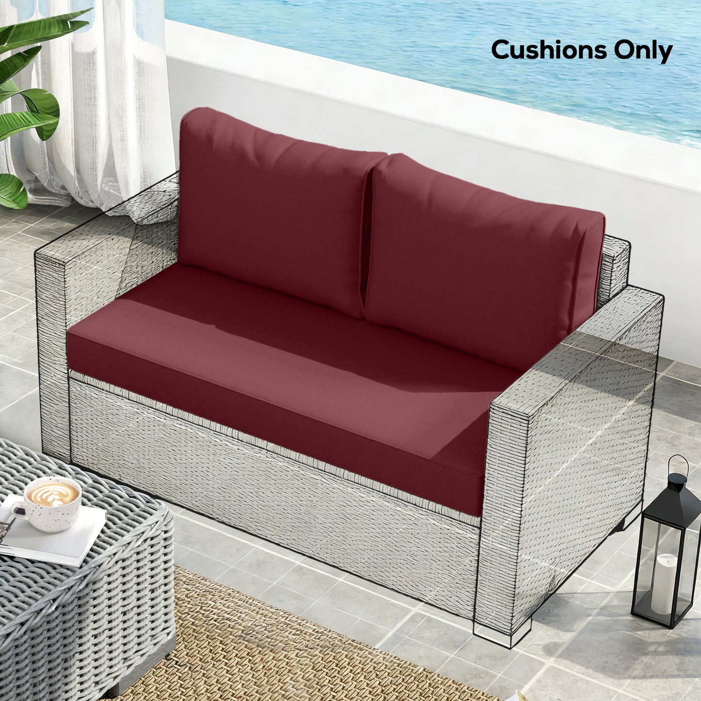 Coussin de canapé double extérieur 3 pièces