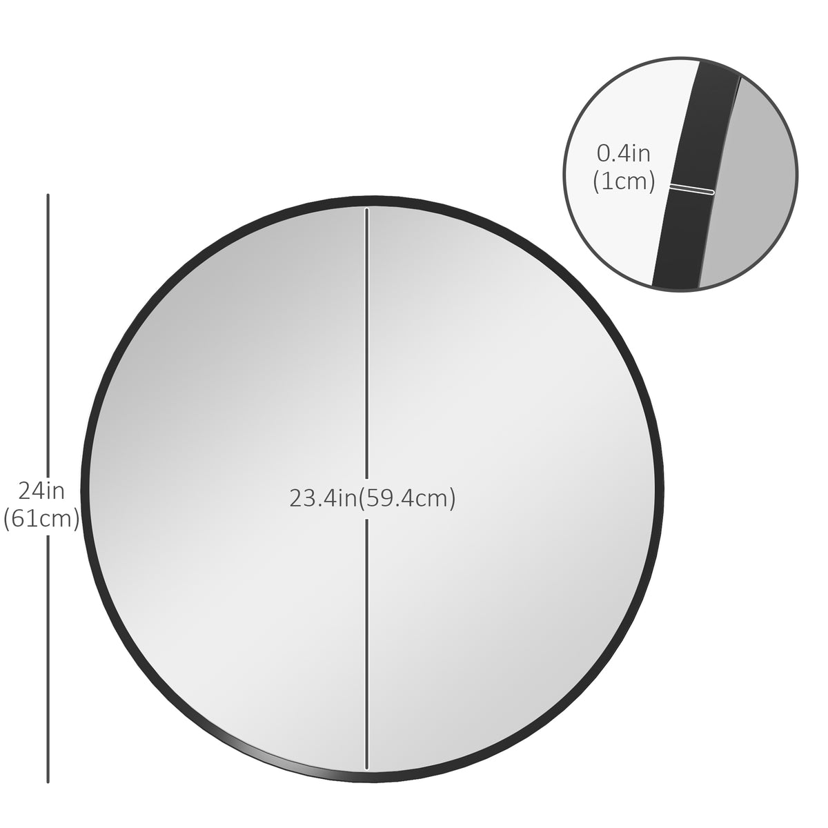 Miroir mural rond moderne 61 cm