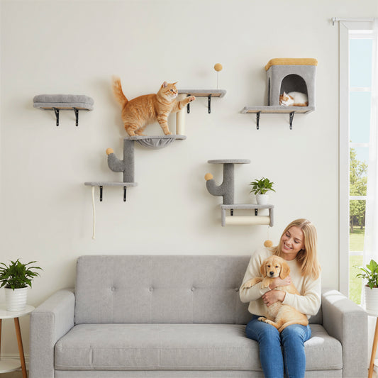Ensemble mural pour chats 4 pièces avec griffoirs
