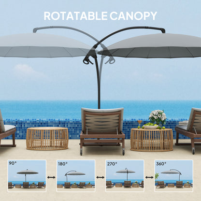 Parasol déporté rotatif 274 cm — 16 baleines en fibre de verre