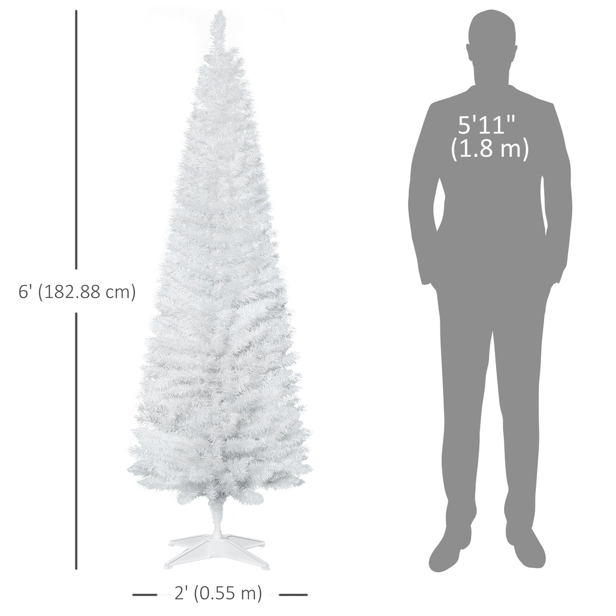 Sapin de Noël artificiel mince style crayon 6 pi