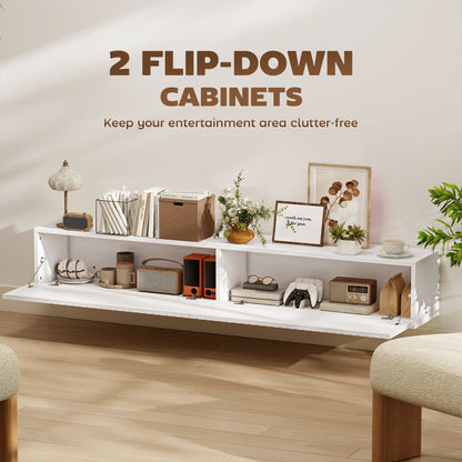 Meuble TV mural flottant avec portes cannelées 180 cm