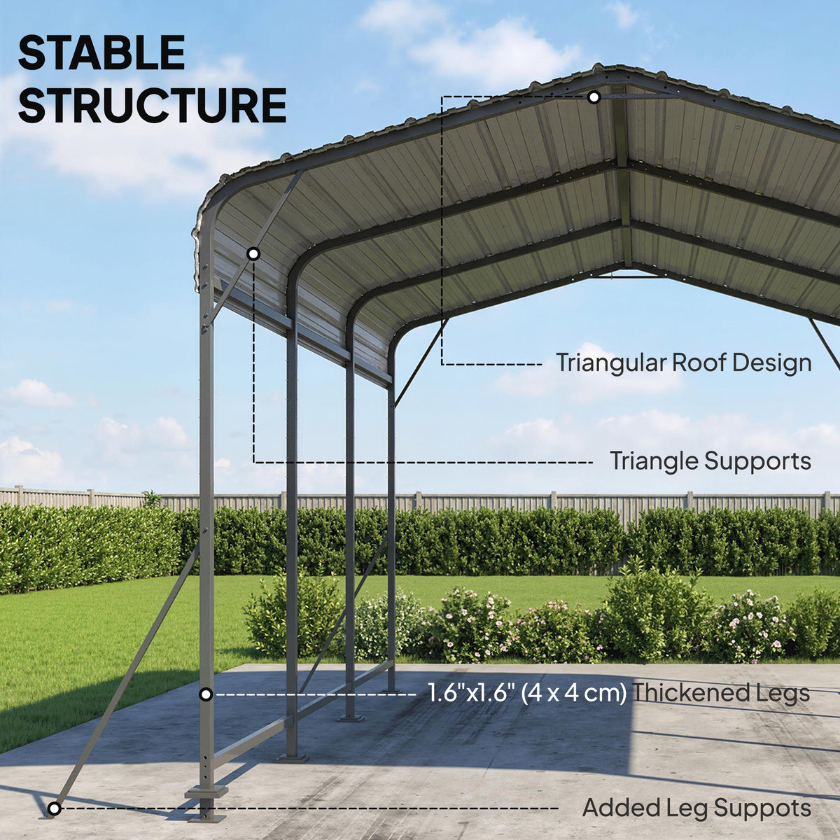 Abri auto métal robuste 10 x 15 pi toit gable
