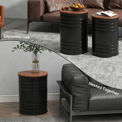 Ensemble table d'appoint gigogne avec rangement — noir